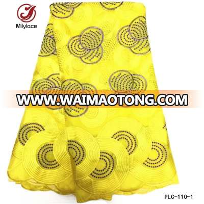 Splendid golden sunflower heavy Africa lace textile